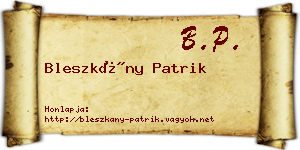 Bleszkány Patrik névjegykártya